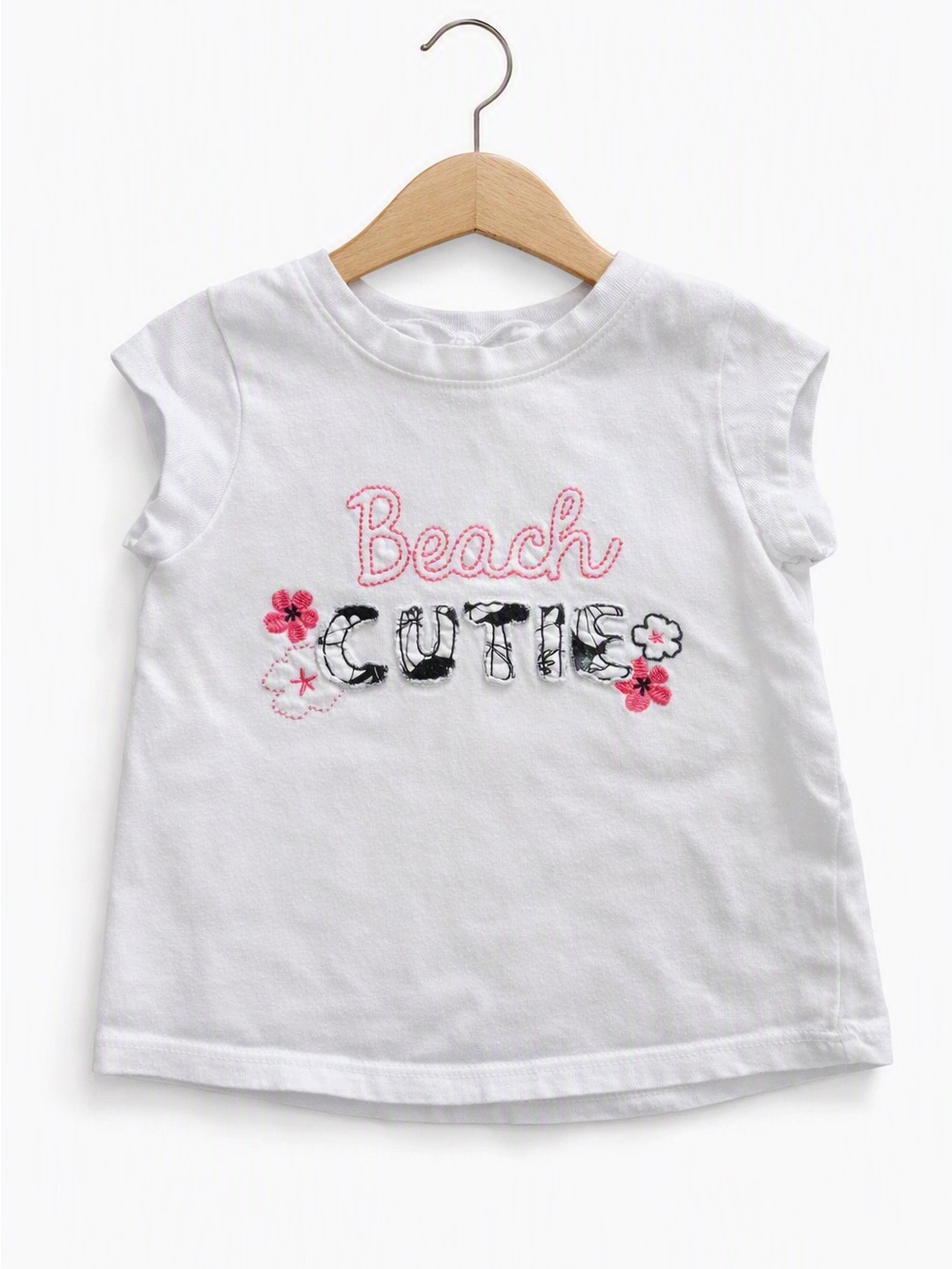 10/$15 Jumping Beans White Short-Sleeve 'Beach Cutie' Embroidered Tee